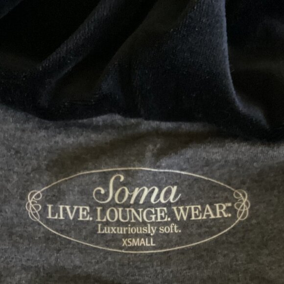 Soma Divine Terry Pocket Poncho Tunic XS Black Gray Floral Hood Oversize 161D - Picture 6 of 8